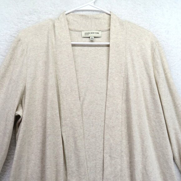 Jones New York Cardigan Womens XL Open Front Lightweight Pockets Button Sleeves - Picture 2 of 9